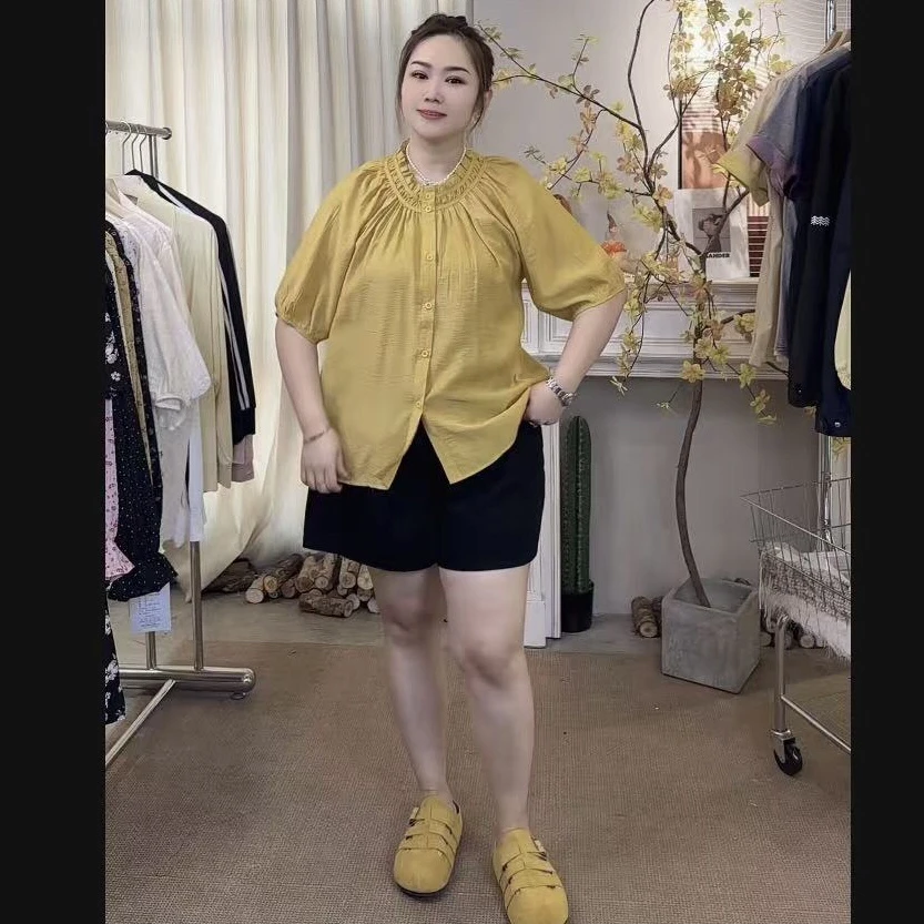 「人间梦霞」东东家*1505大码新款百搭气质时尚印花宽松显瘦上衣