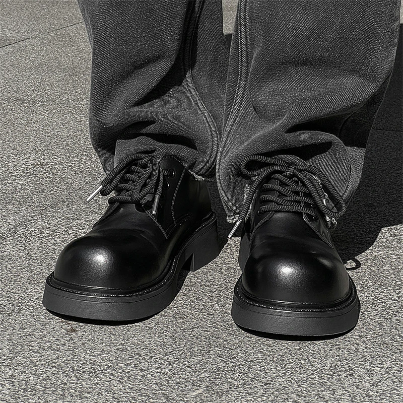 英伦风厚底增高大头德比鞋简约风经典低帮小皮鞋商务正装百搭男鞋