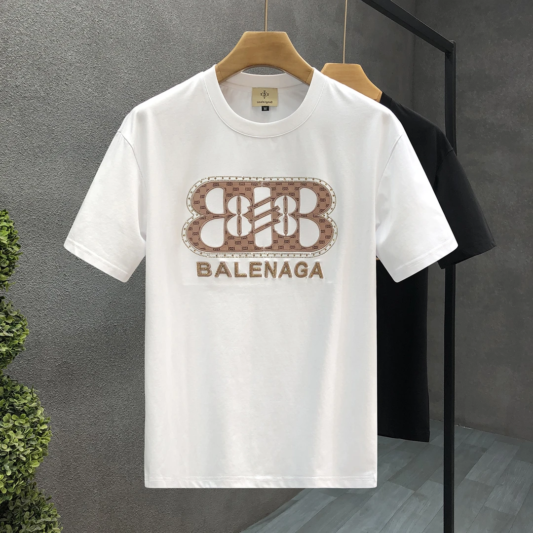 梦泡官方潮流微阔圆领短袖t恤男2025夏季新男士中年纯冬季短袖