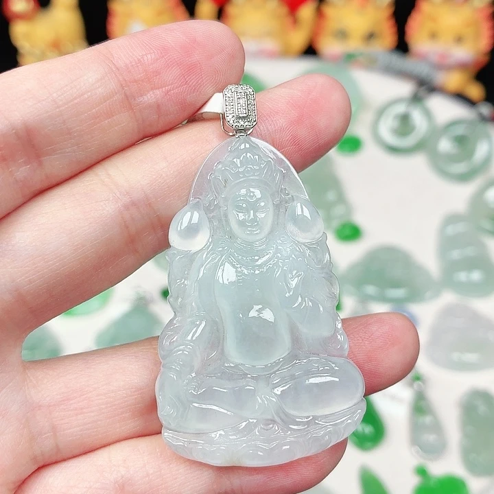 翡翠18K金镶嵌颈饰缅甸天然A货翡翠