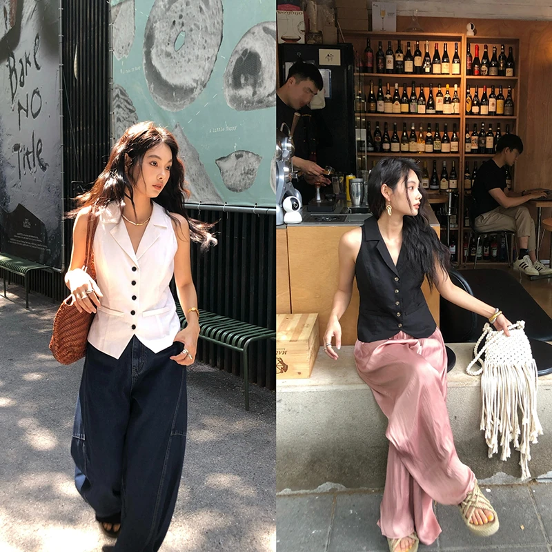 任小艺【6月16日 新品】设计感V领马甲坎肩上衣夏