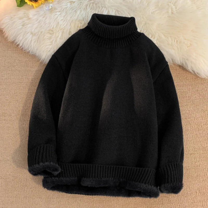 东北防寒保暖加绒加厚高领毛衣高级感男女冬季慵懒风氛围感内搭