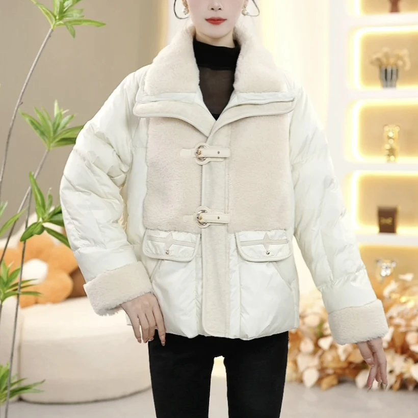 【国标白鸭绒】2024年秋冬新款时尚洋气宽松保暖加厚休闲显瘦羽绒服