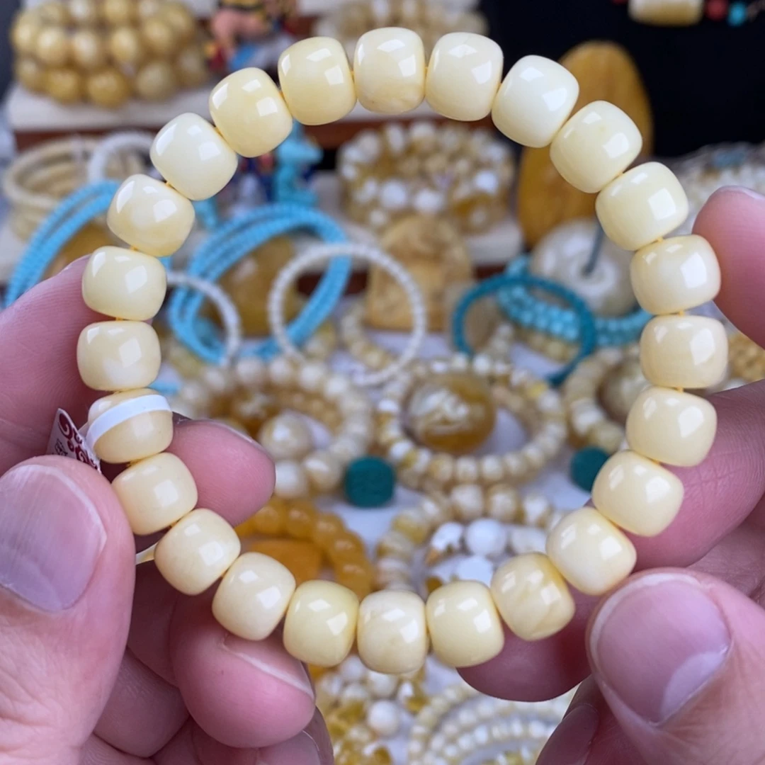 蜜蜡未镶嵌手链奶酪白特浓阿尔卑斯10mm