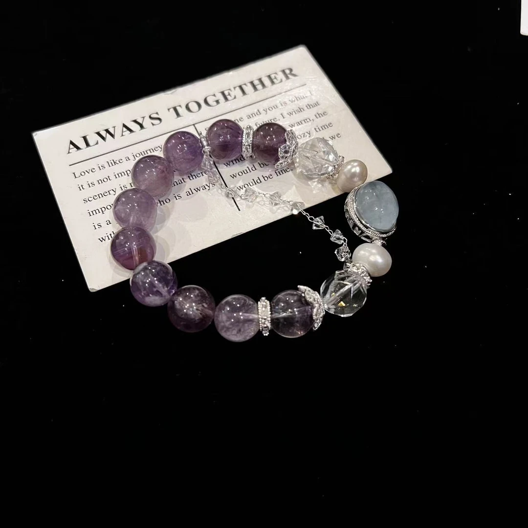 F848 12mm紫兔毛设计款手串 多样性发一