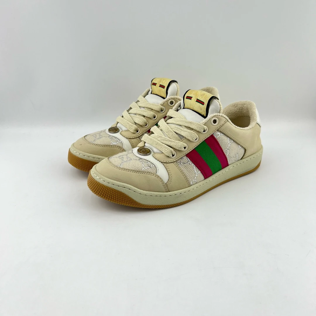 99新 GUCCI/古驰 36.5码三色珐琅双Glogo脏脏鞋/11309227