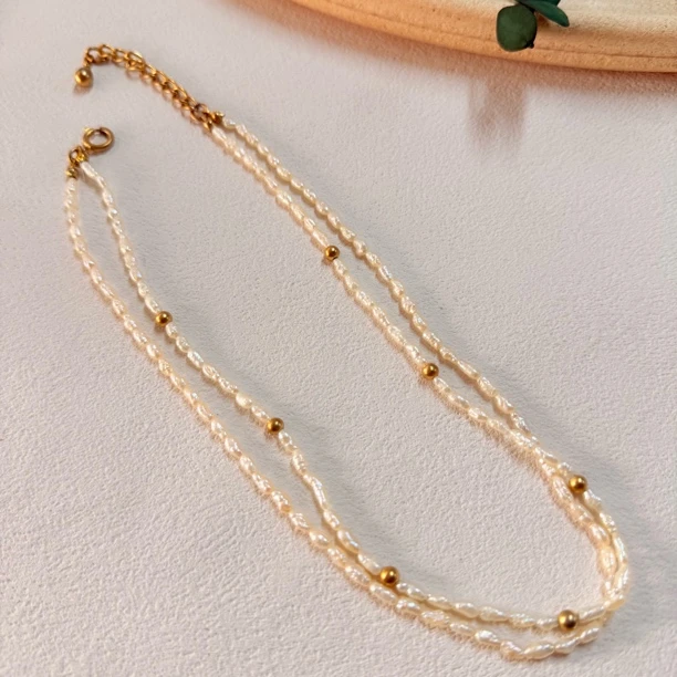 90新  【六六中古】孤品双层淡水珍珠项链ew450链长38-45