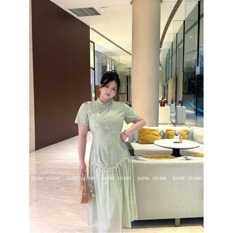 哒头.Studio【如梦令】微胖大码气质少女设计感显瘦改良旗袍连衣裙