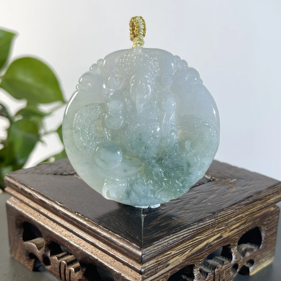 JGB17-80  天然缅甸A货翡翠  御龙财神