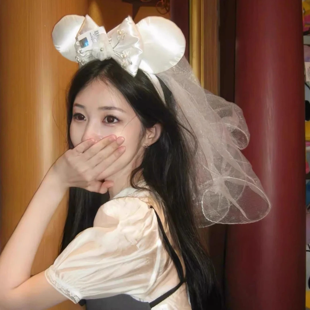 迪斯尼米妮公主头纱发箍米奇婚纱2025求婚领证登记生日拍照头饰女