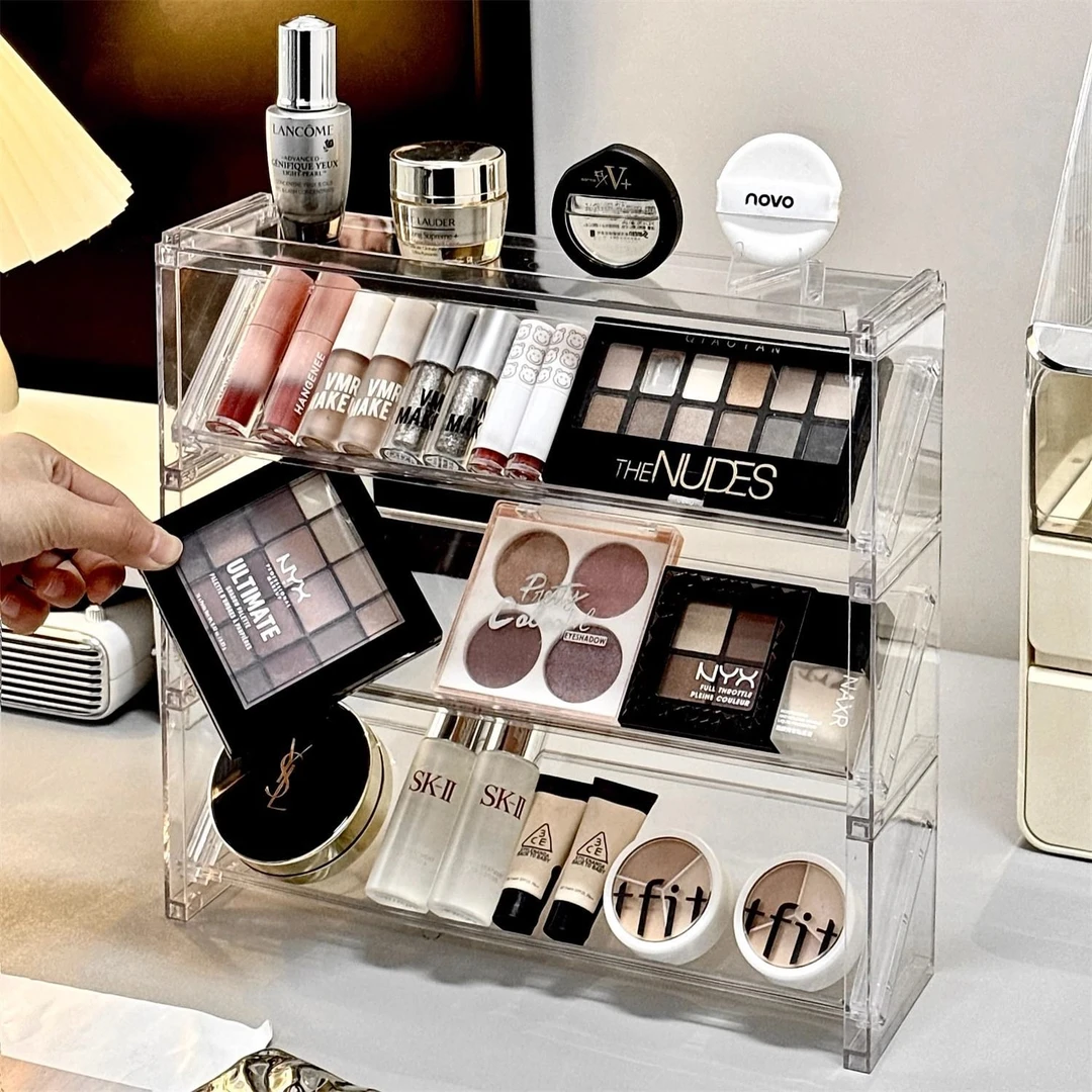 桌面展示架柜化妆品置物架桌面收纳盒口红眼影盘彩妆梳妆台架子