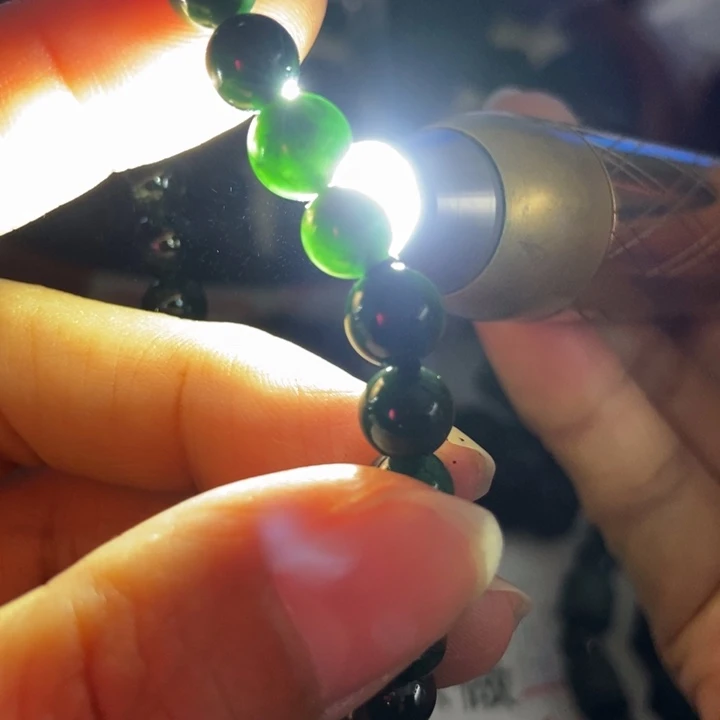 翡翠未镶嵌手链墨翠7