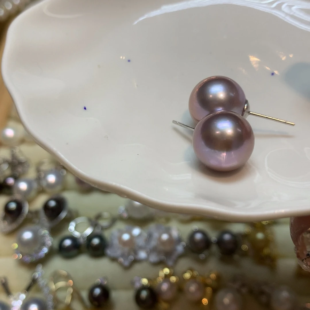 淡水珍珠耳饰银S925镶嵌