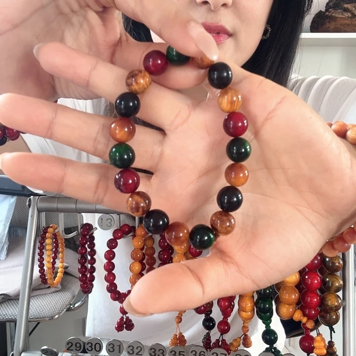 松木固化款琥珀木手串1.0多宝女款