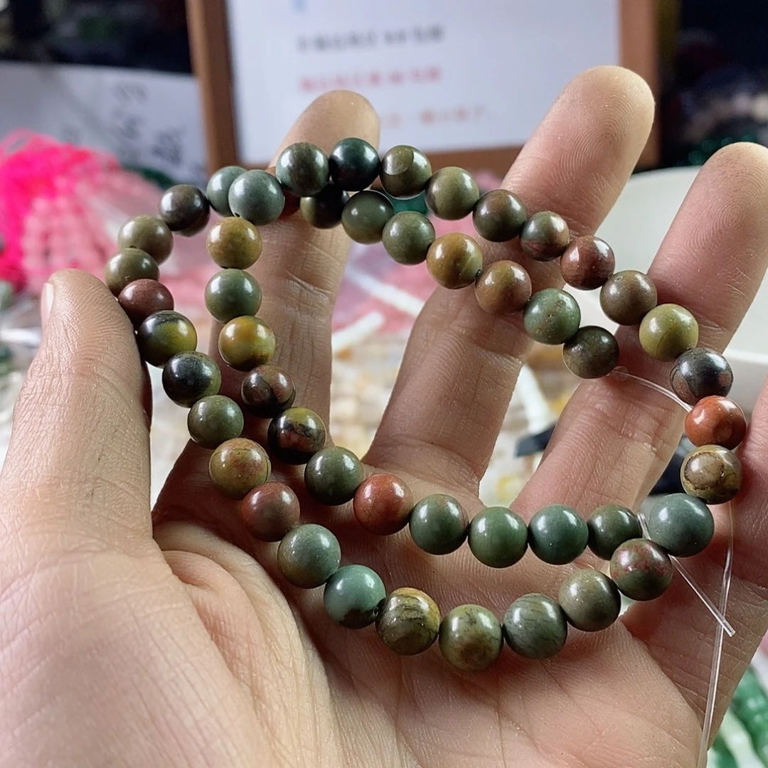 玛瑙/玉髓珠宝半成品合金一条天然8mm毕加索红线石A209