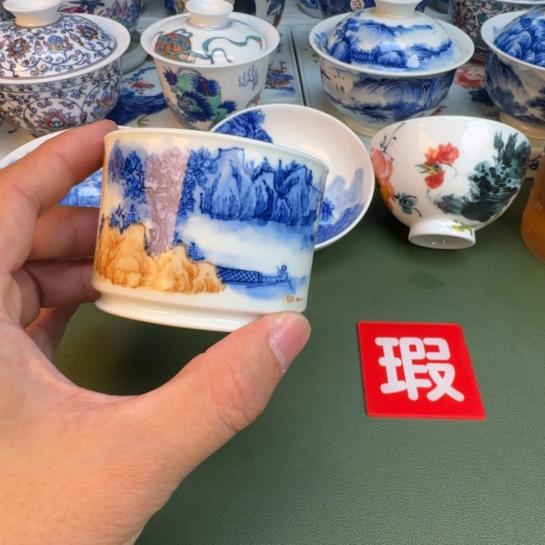 陶纯手工纯手绘茶具石头344