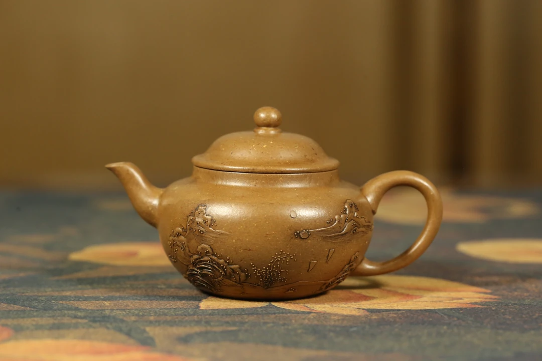 原矿老段泥山水泥绘小品壶手工茶壶手工茶壶纯手工