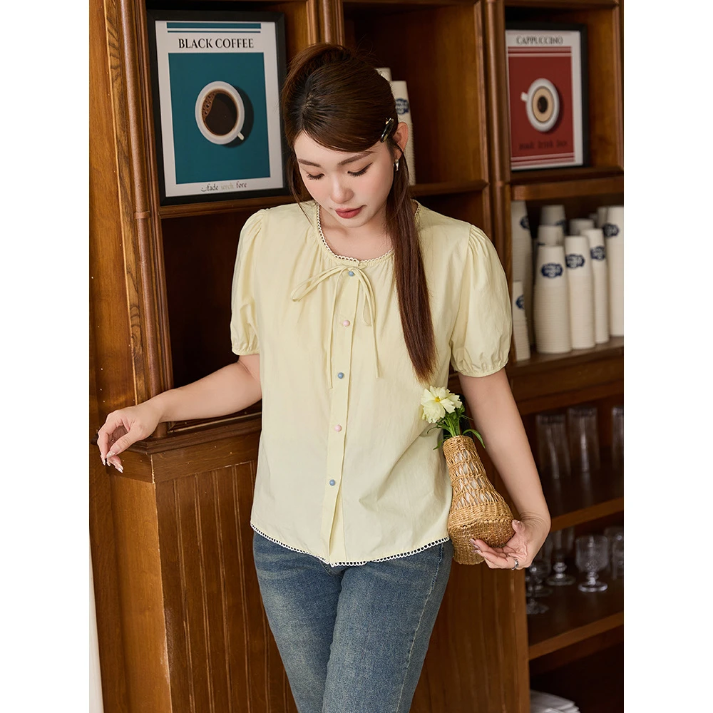 多巴胺风格衣服纯欲风正肩拼接小衫胖mm特大码宽松显瘦百搭上衣