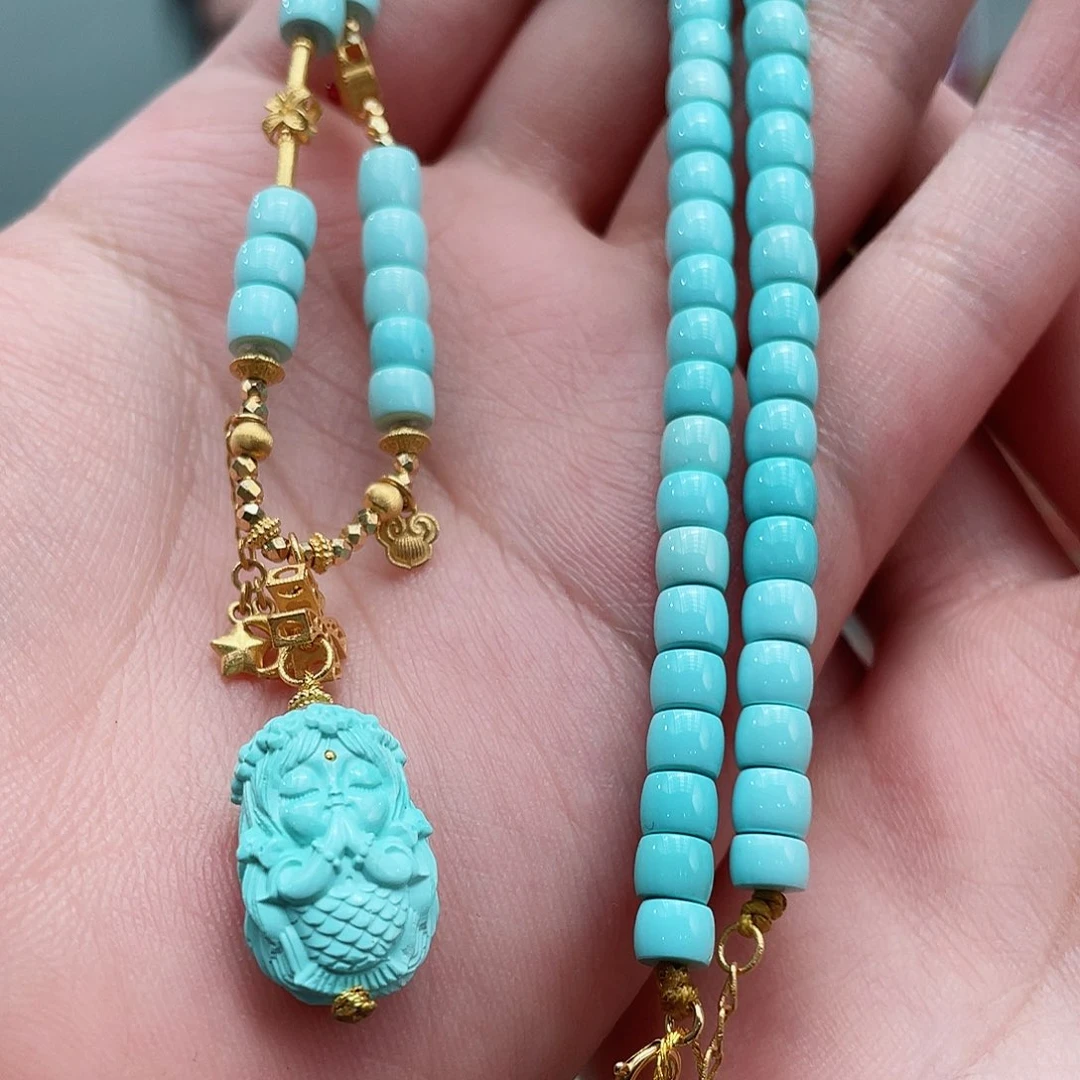 绿松石珠宝半成品18K金镶嵌