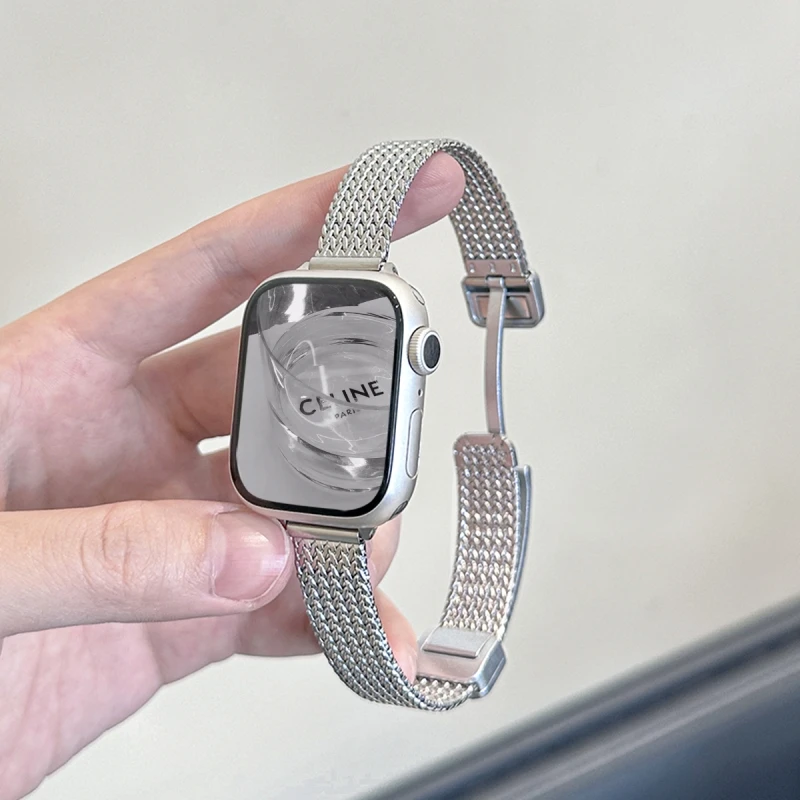 适用华为watch fit4/3麦穗磁吸卡扣不锈钢4pro小众小蛮腰细款腕带