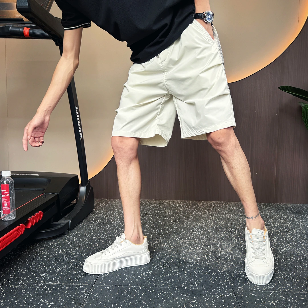 殿若冰丝垂感运动短裤夏季休闲裤轻奢潮牌男裤新款男士直筒五分裤