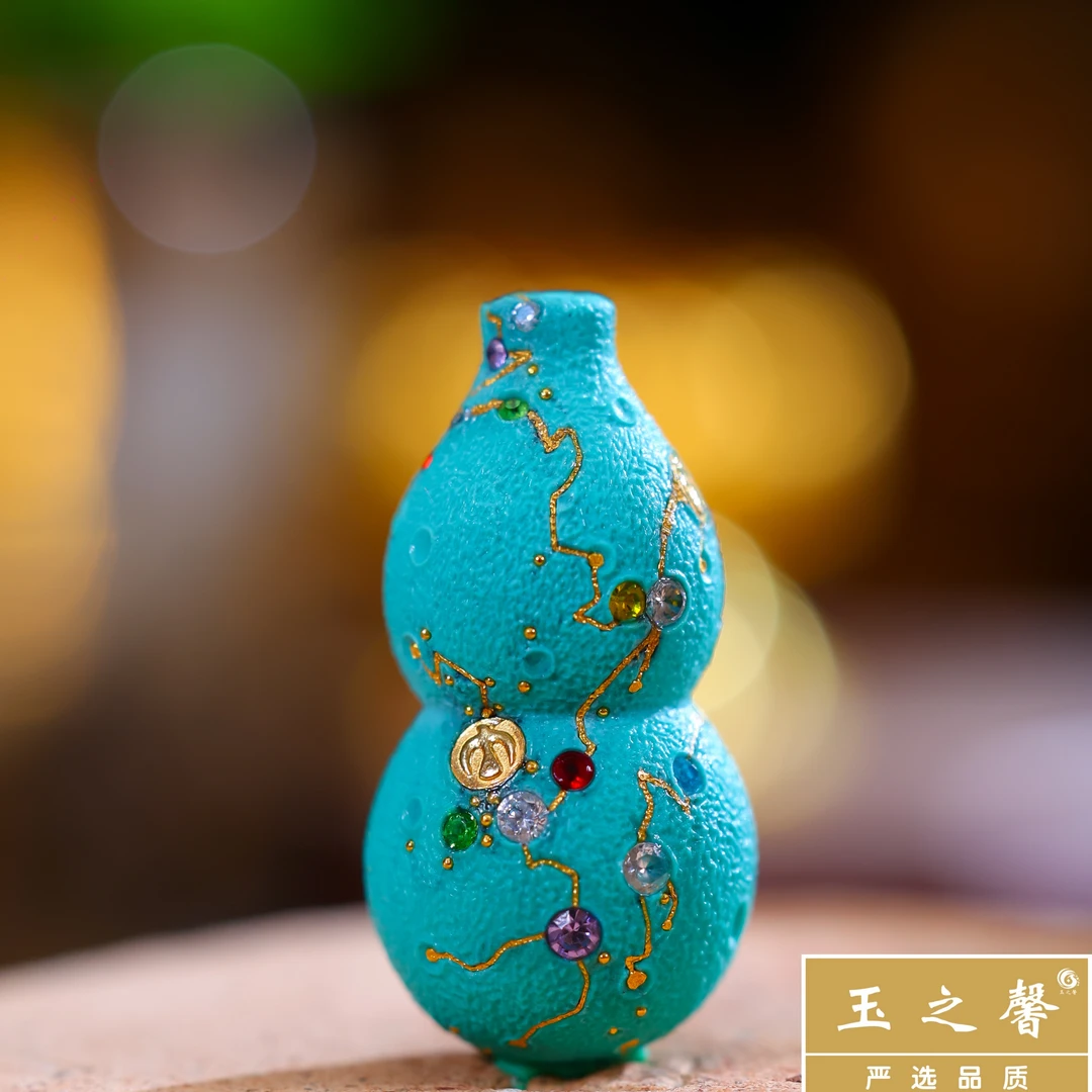 【玉之馨严选】湖北原矿纯天然绿松石葫芦吊坠福禄双全配串百搭