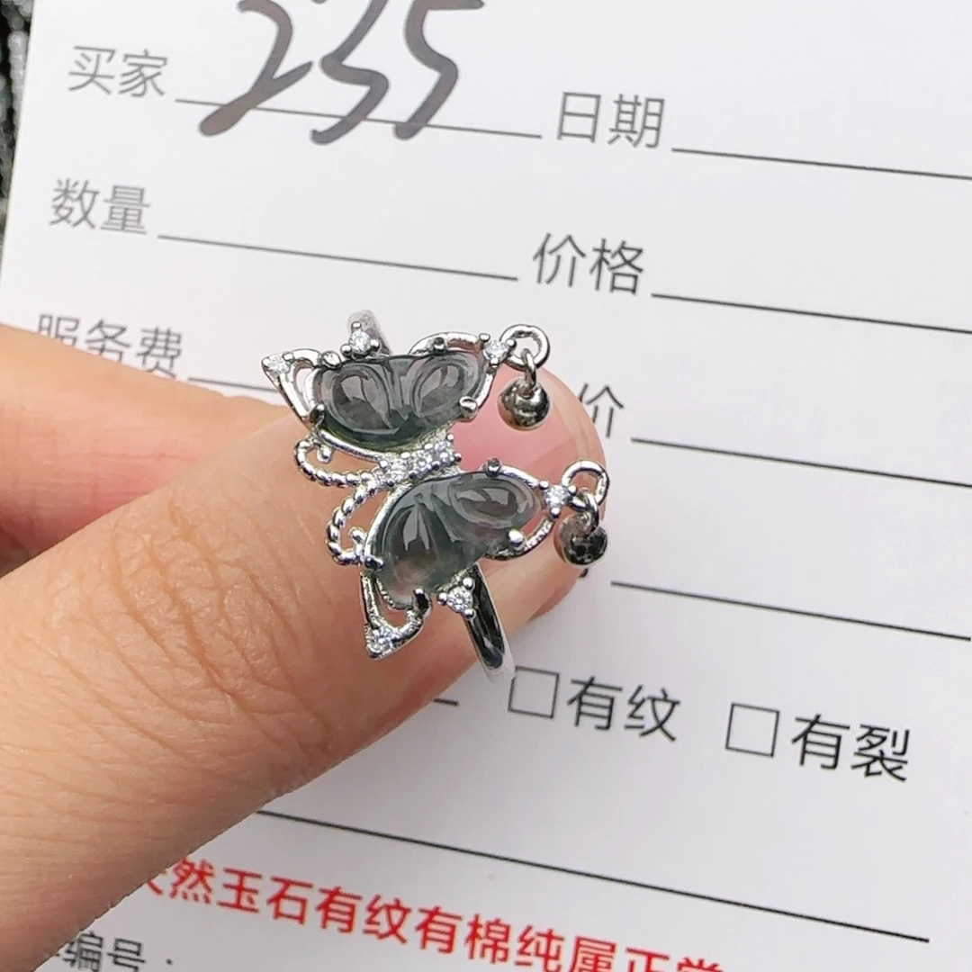 翡翠戒指银S925镶嵌戒指