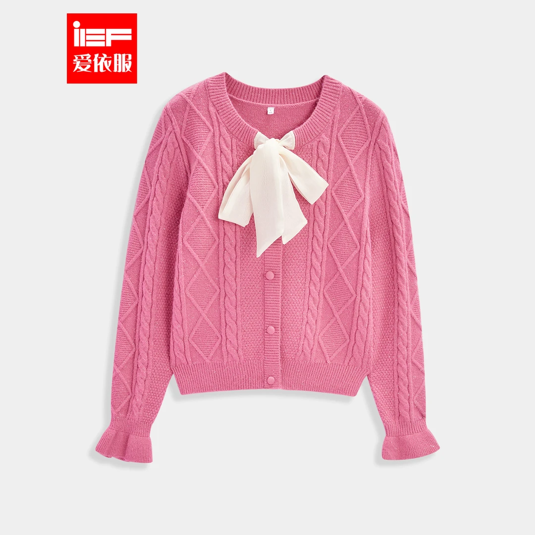 IEF/爱依服2024新款冬季加厚显瘦温柔风时尚高级毛织上衣减龄百搭