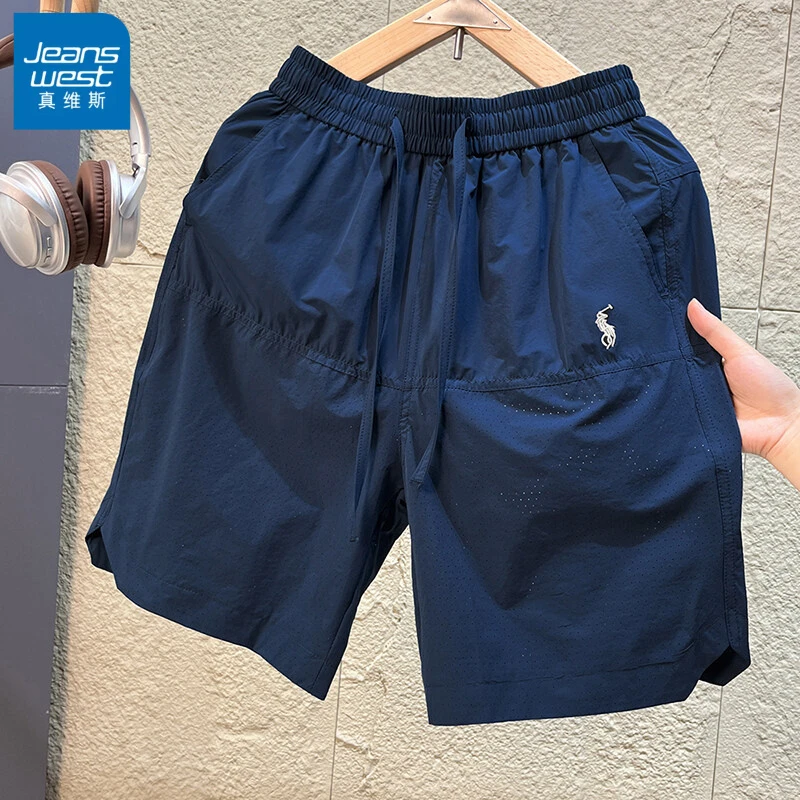 Jeanswest/真维斯宽松透气弹力时尚百搭户外休闲运动薄款短裤2025