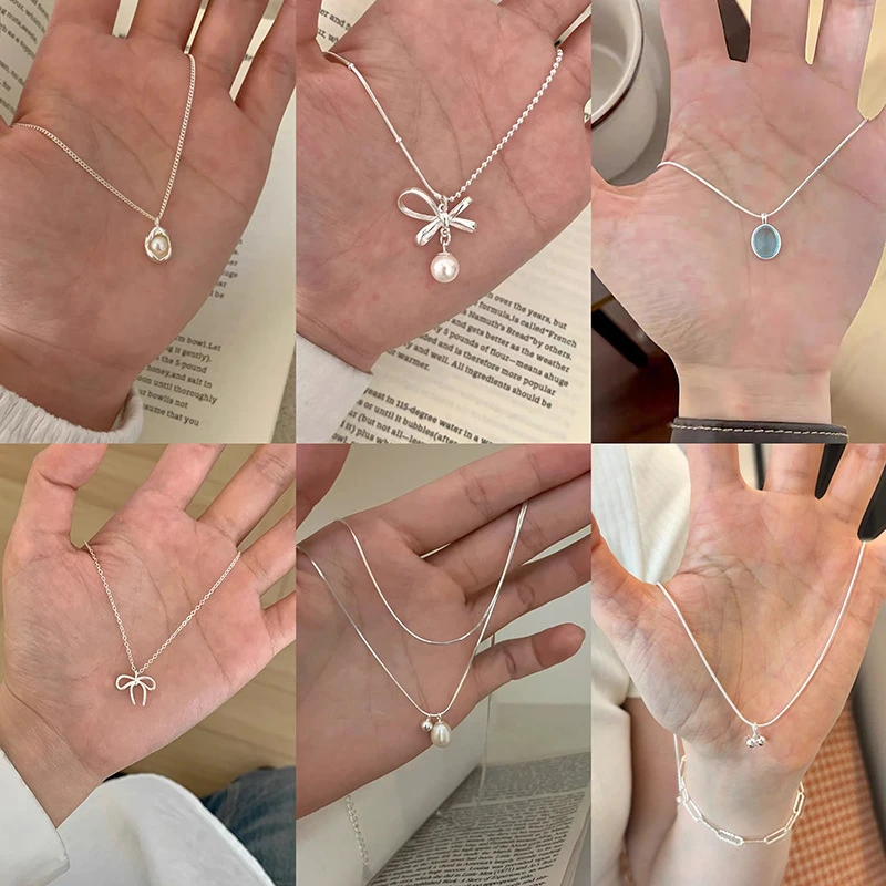 合金项链 复古巴洛克项链女高级设计感小众吊坠双层叠戴锁骨链颈