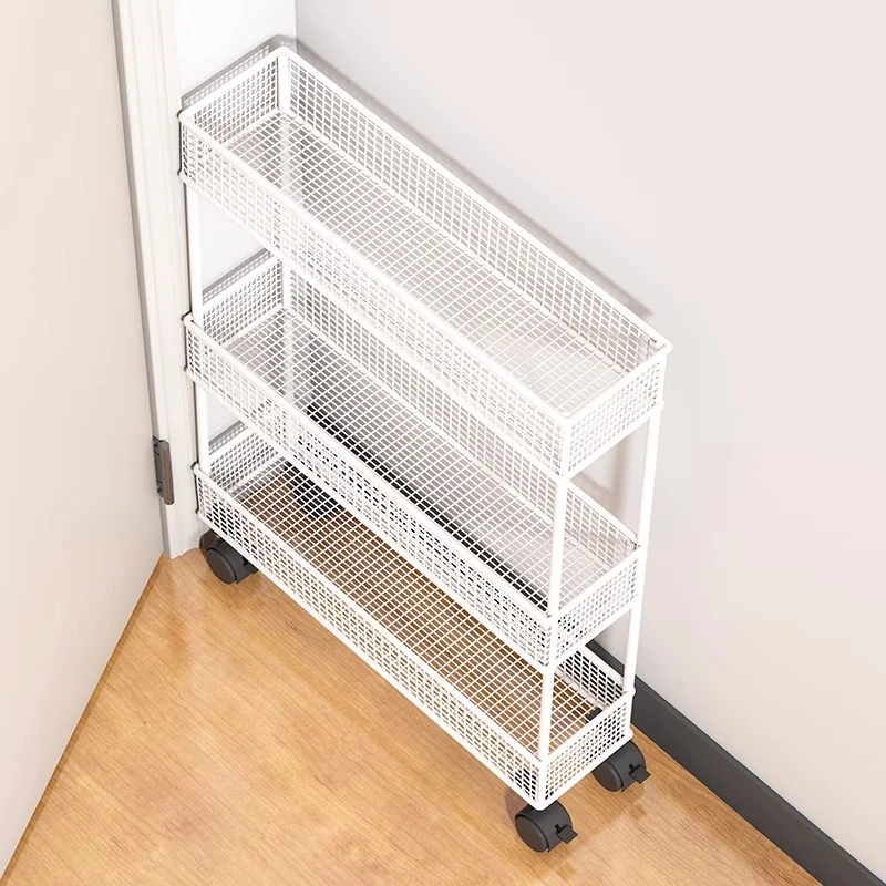 夹缝置物架门后缝隙收纳架浴室落地窄缝架子卫生间超薄窄柜收纳柜