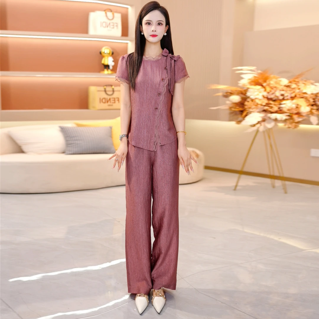 【SJYH1513】夏季新款套装裤两件套时尚优雅减龄洋气套装