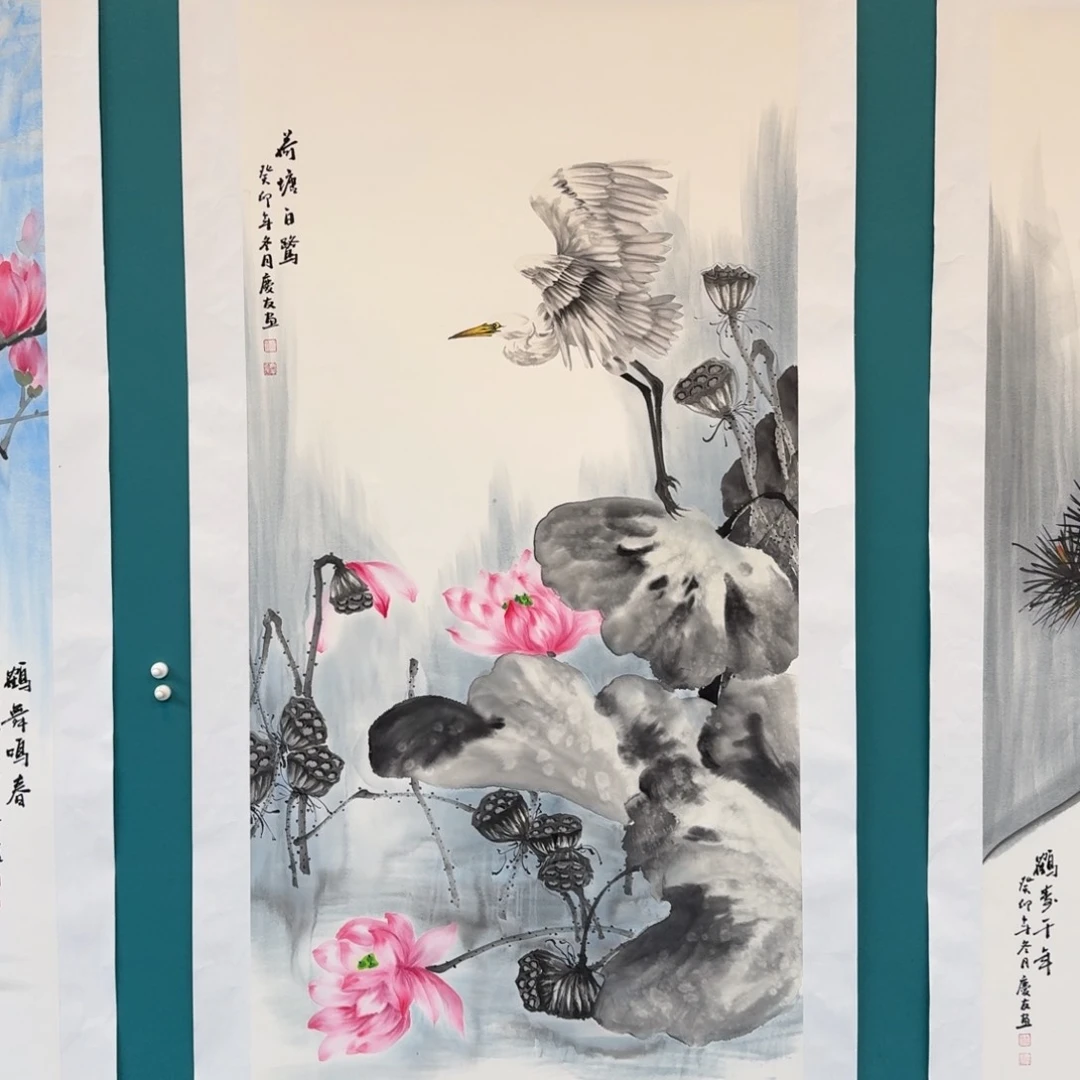 国画李庆友四尺花鸟