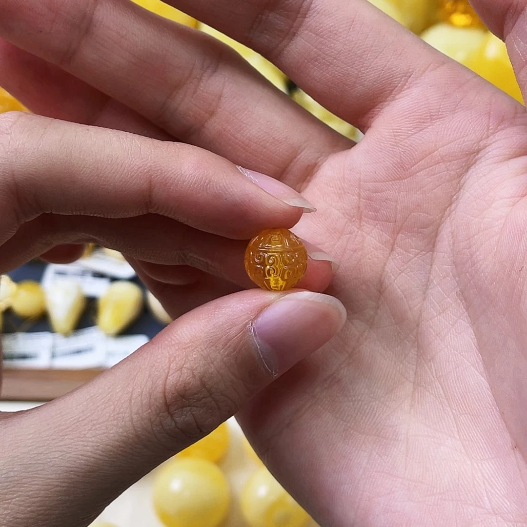 蜜蜡未镶嵌珠宝奇石10.3mm回纹珠