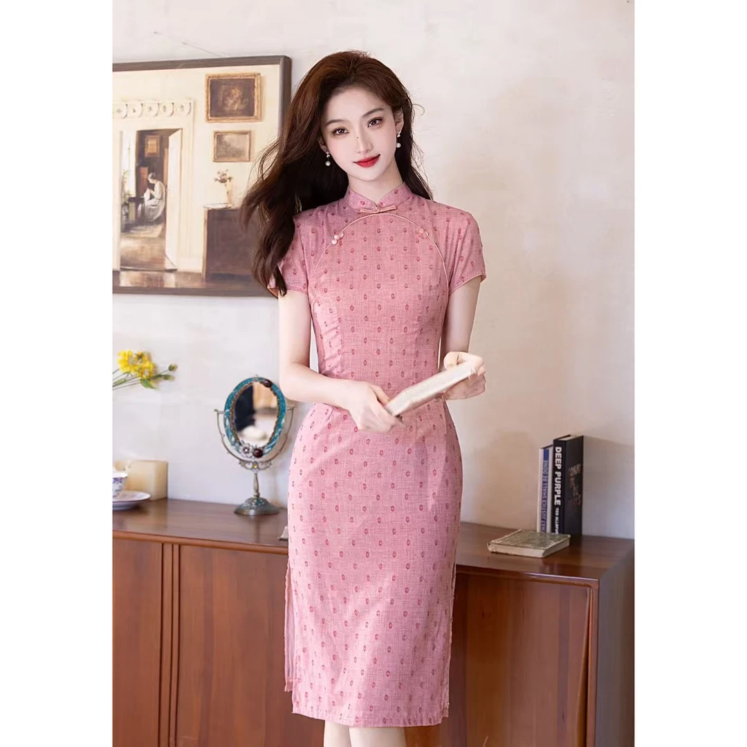 露挽 中式国风旗袍温柔显白显瘦时尚气质年轻款连衣裙