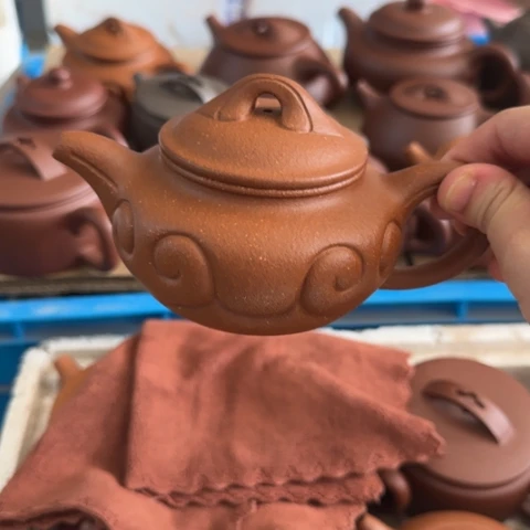 信***哥茶壶紫砂金降坡泥250cc