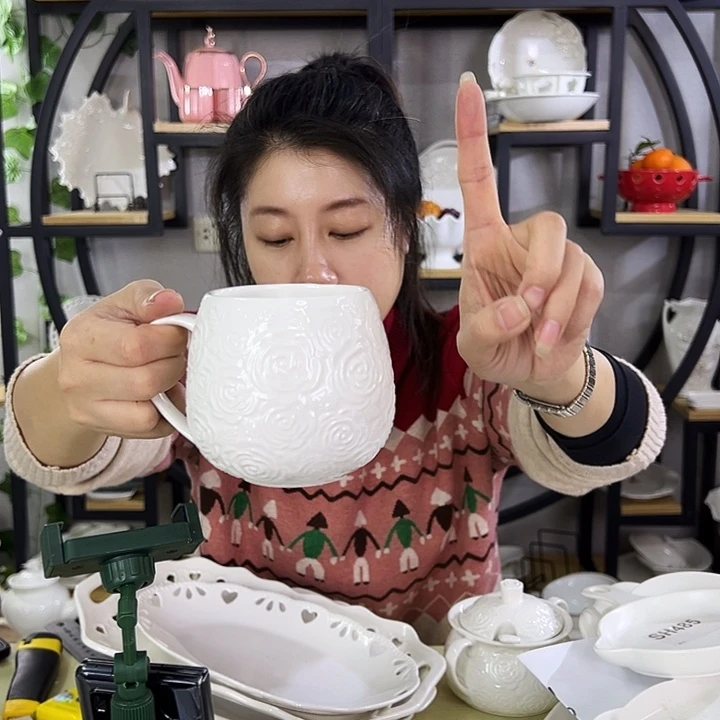 陶瓷浮雕杯子拍一发二