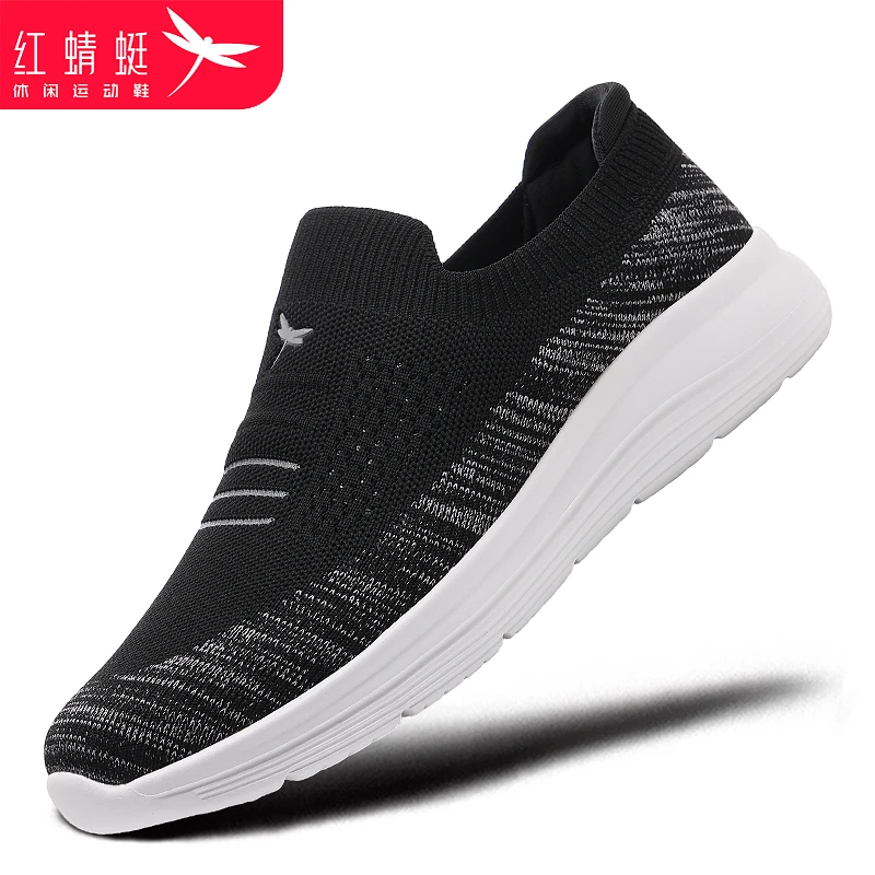 红蜻蜓男鞋新款秋季飞织网面透气一脚蹬运动鞋薄款懒人开车鞋断码