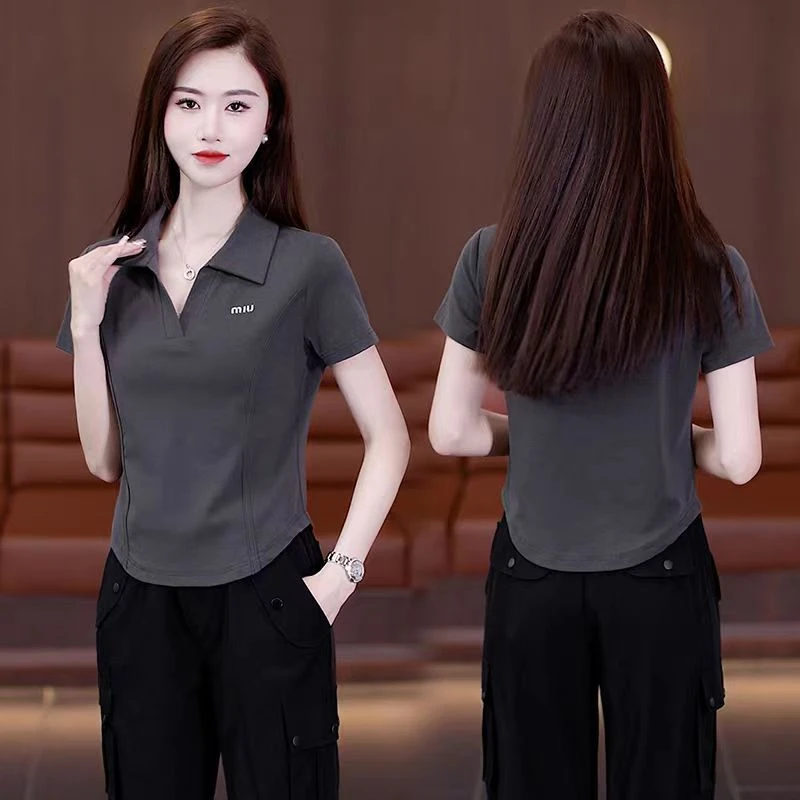 哥弟阿玛施正品P#洋气纯棉短袖T恤女时尚