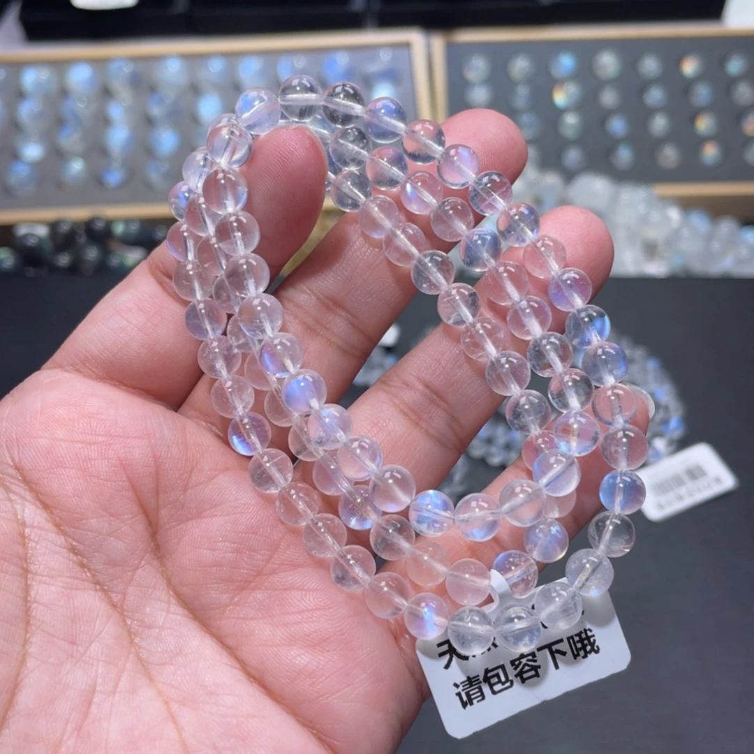 J***n手链未镶嵌长石蓝月光手链多圈6mm