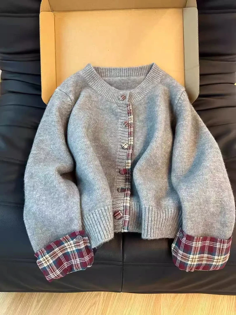 15岁初高中学生外穿针织开衫13少女秋冬季14大童宽松洋气毛衣外套