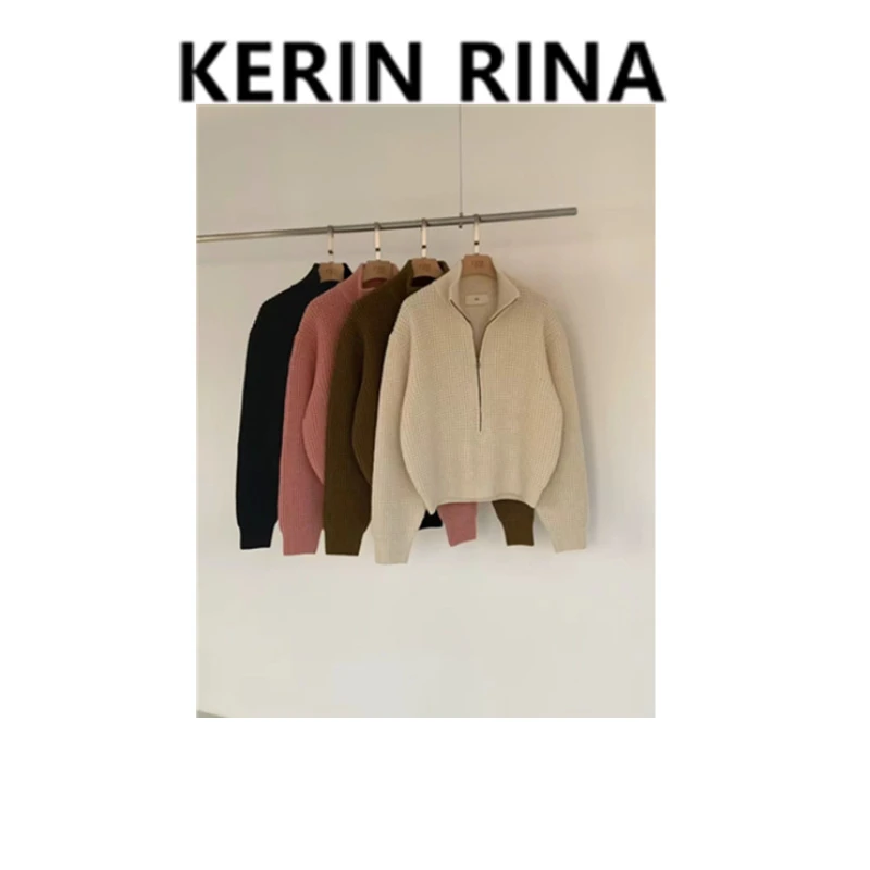 Kerin{橙甜}--egg半拉链毛衣好看美观时尚