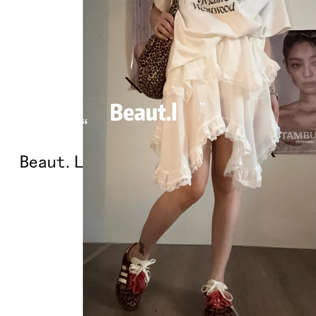 【Beaut.L】 不规则花边短裙