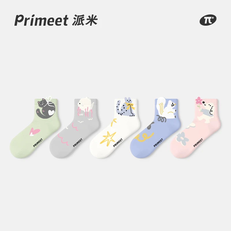 primeet/派米袜子女款短袜夏季薄款新款可爱中筒袜无骨中短筒