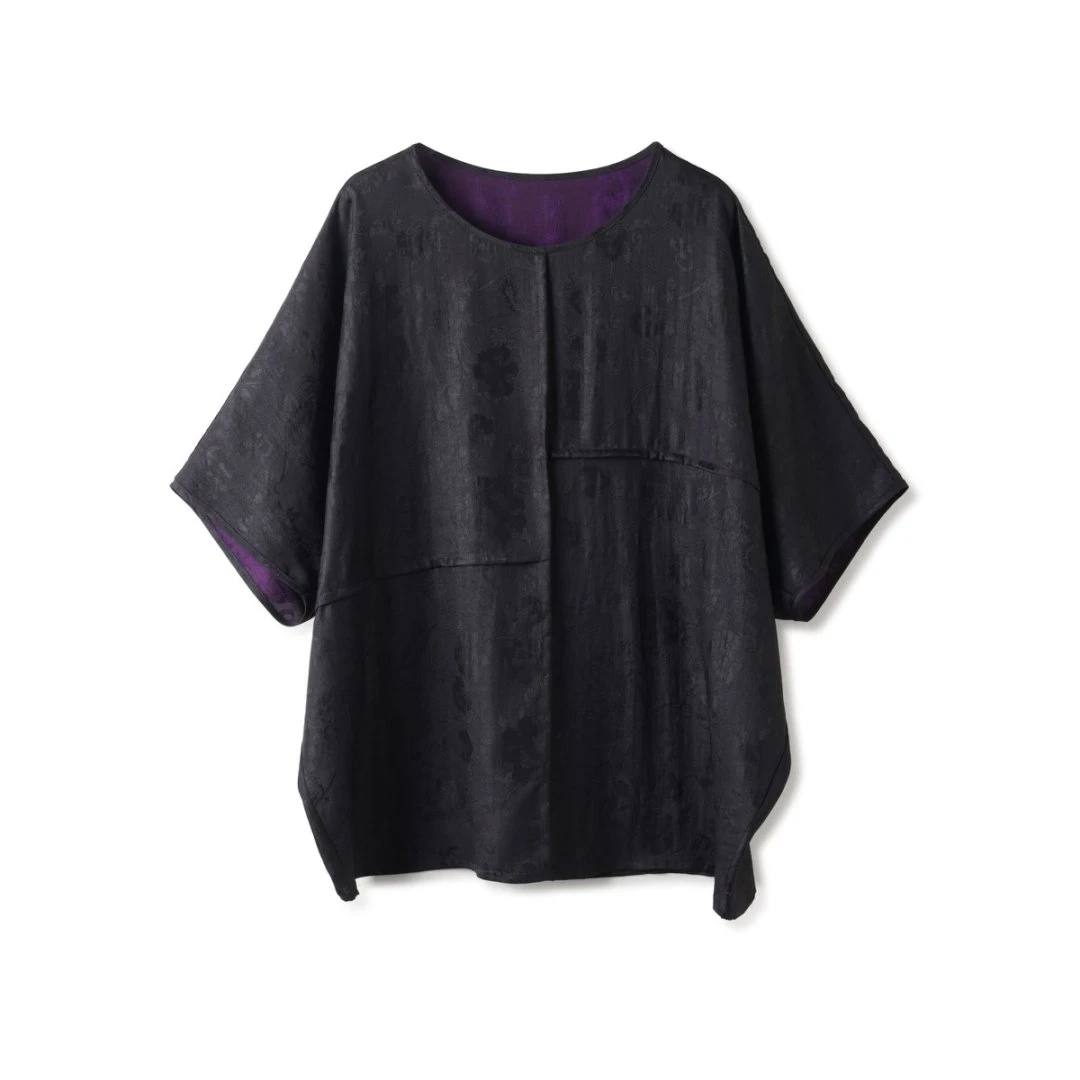 【紫香】35姆米欧非特香云纱宽松版时尚休闲上衣衬衫LBW25156