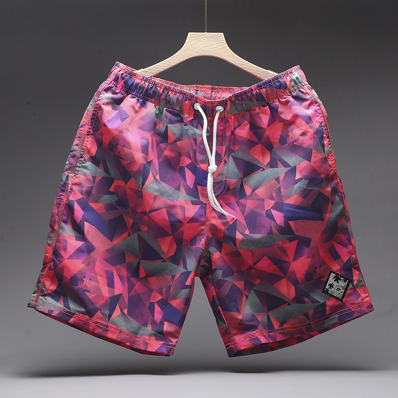 男士沙滩裤夏季宽松时尚休闲五分裤男款冰丝速干短裤海边温泉裤衩