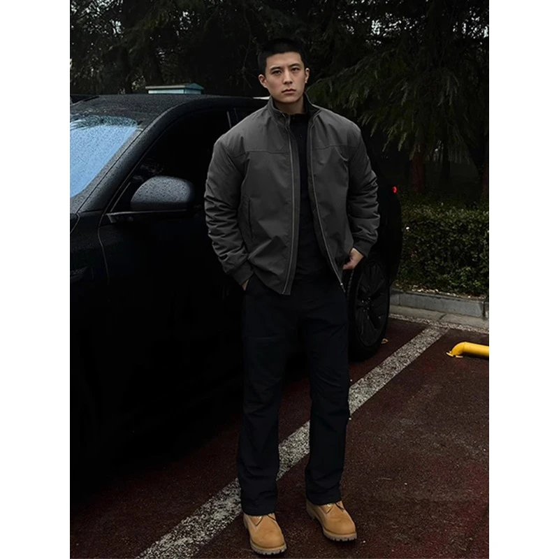 欧美潮流夹克棉服男秋冬美式立领飞行员教练外套cleanfit短款棉衣