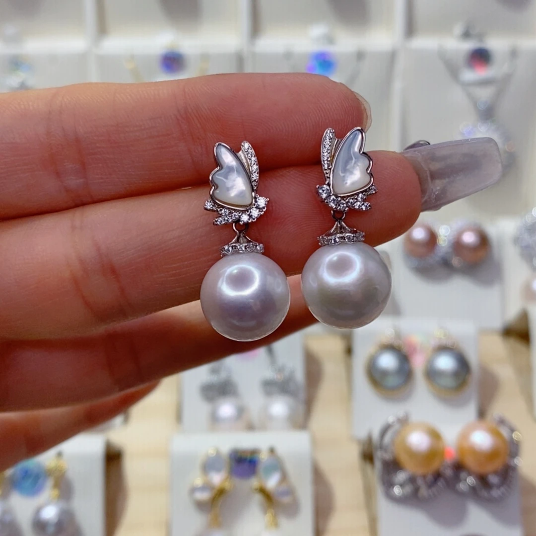 银S925镶嵌淡水珍珠耳饰12➕