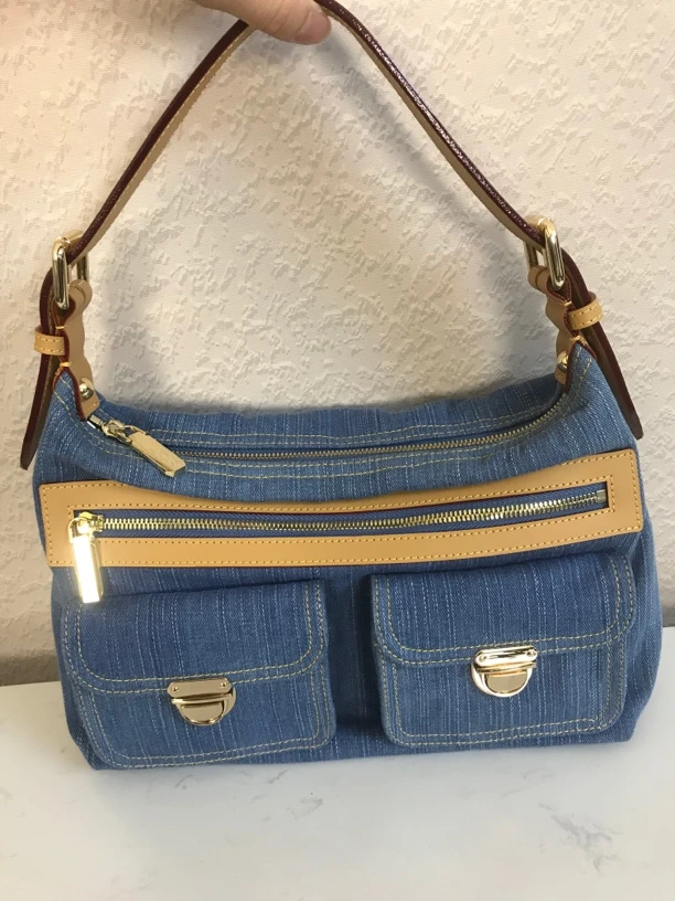 明星同款流浪包经典牛仔时尚丹宁单肩包腋下包斜挎包斜跨包复古