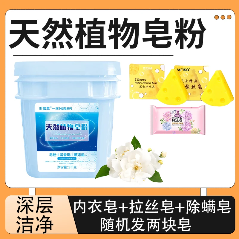 《叶知草》天然皂粉大容量去污去渍家用持久留香（赠2块皂）除螨抑菌